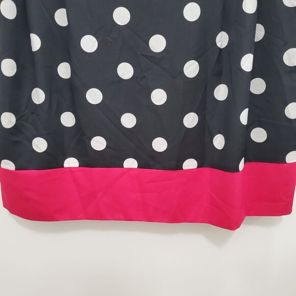 Eliza J Women's Crepe De Chine Black + White Polka Dot Shift Dress Plus Size 14 - Picture 6 of 7